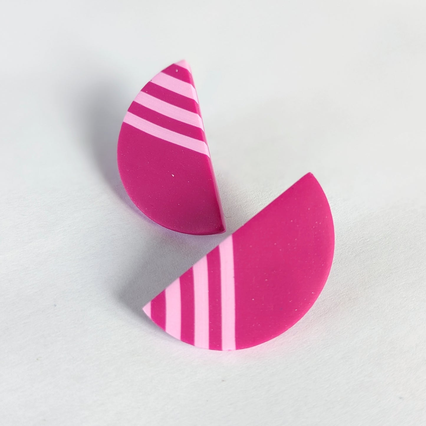 Striped Half Moon Stud Earrings