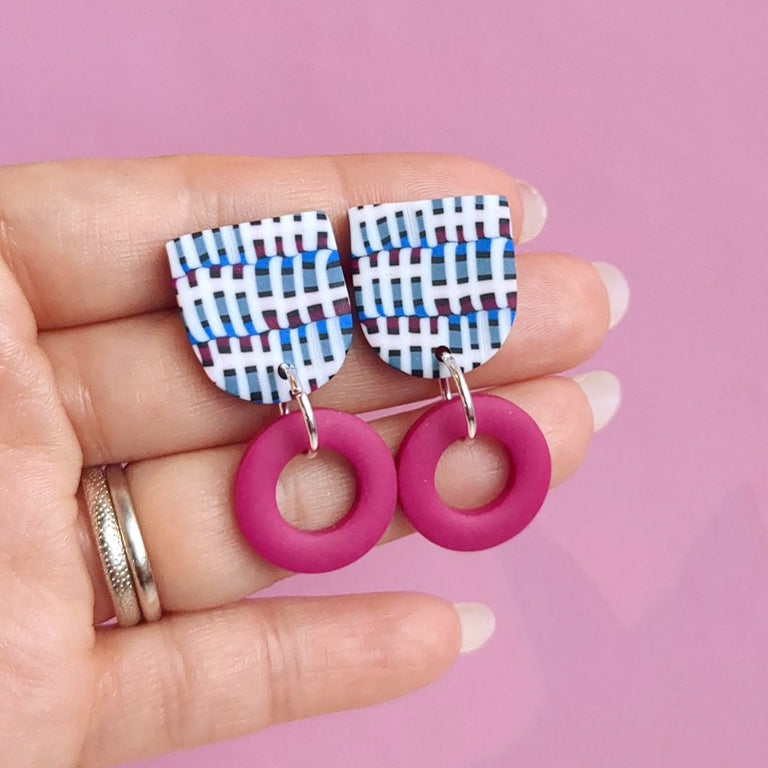 Abstract Stripe Tab Earrings