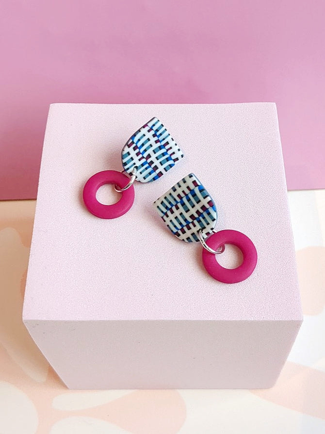 Abstract Stripe Tab Earrings