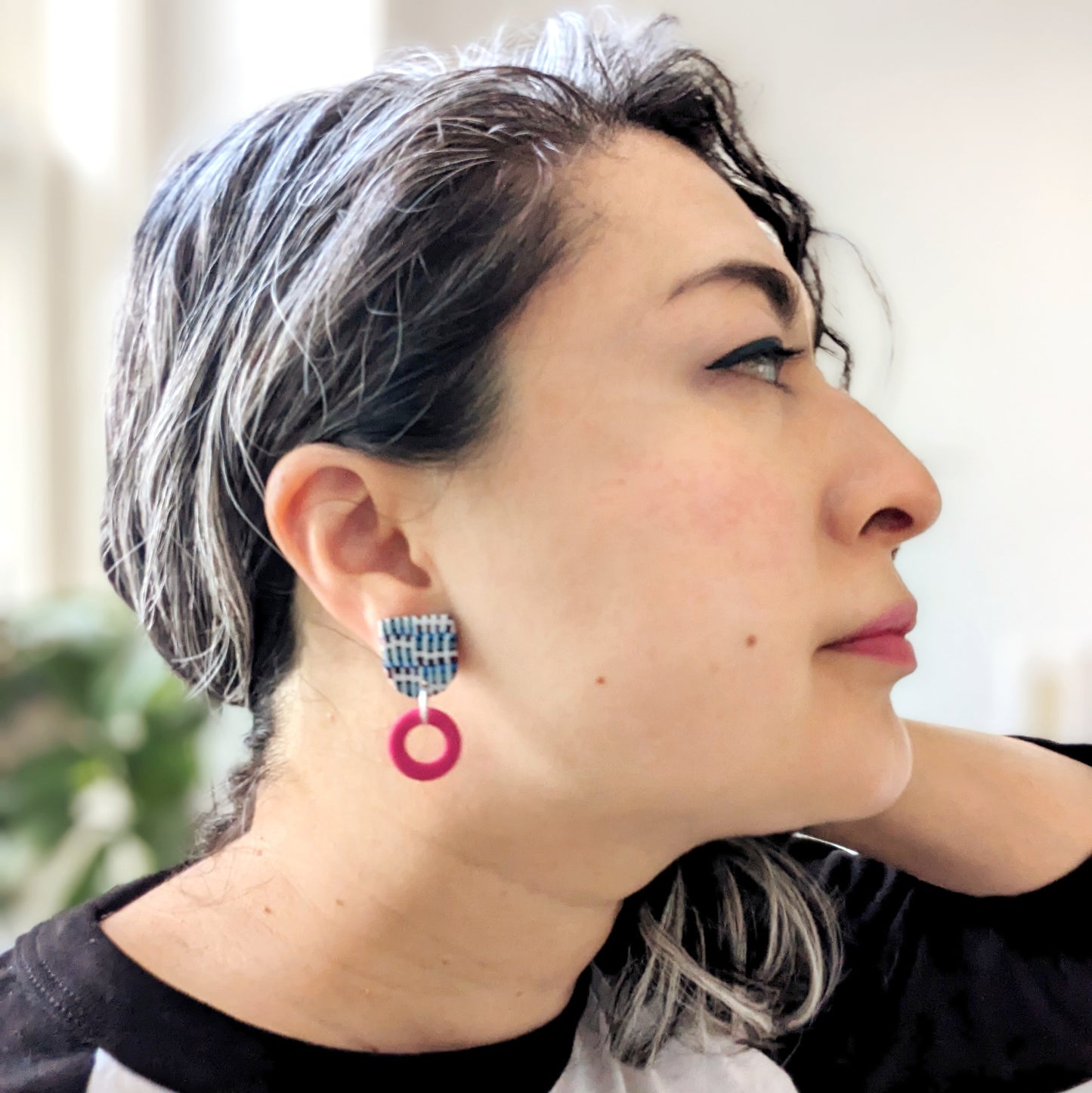 Abstract Stripe Tab Earrings