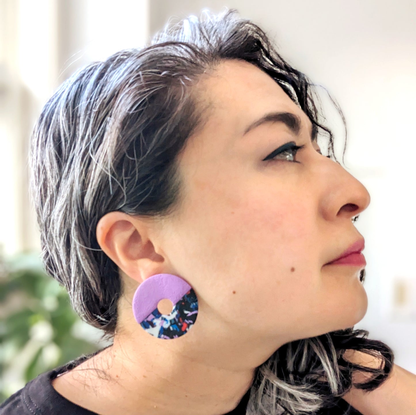 No Waste Purple People Eater Donut Earrings