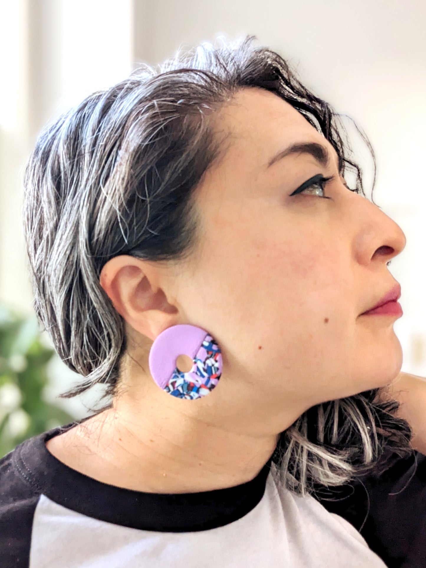 No Waste Purple People Eater Donut Earrings