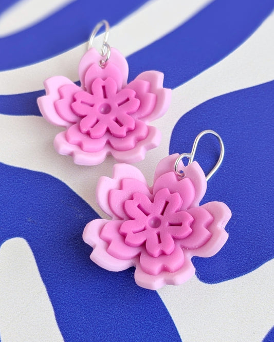 Peak Bloom Layered Cherry Blossom Earrings
