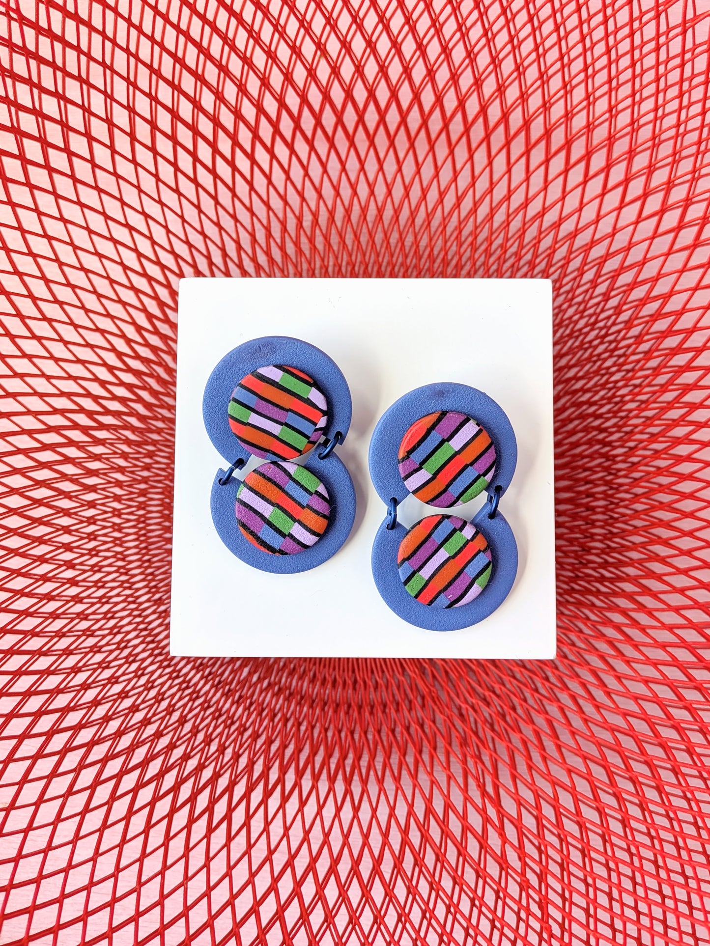 Wobbly Stripe Double Button Studs