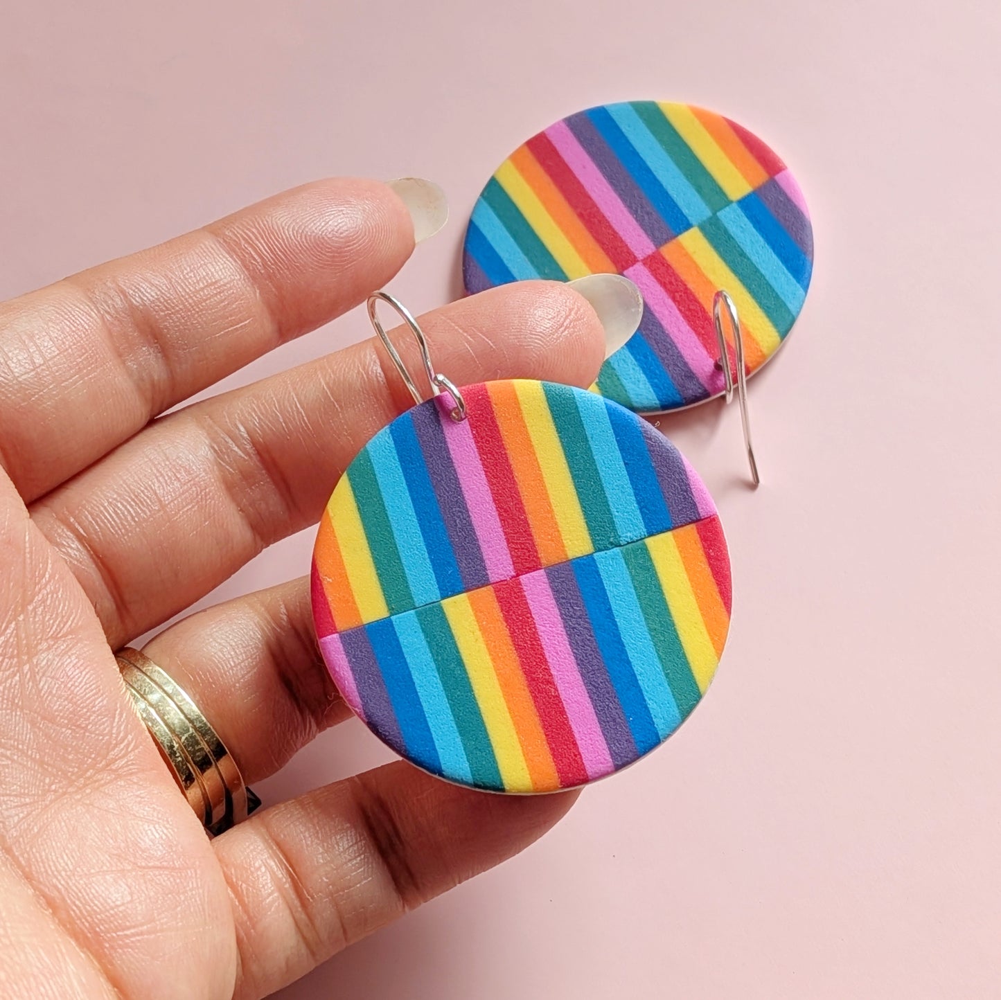 Rainbow Circle Dangles