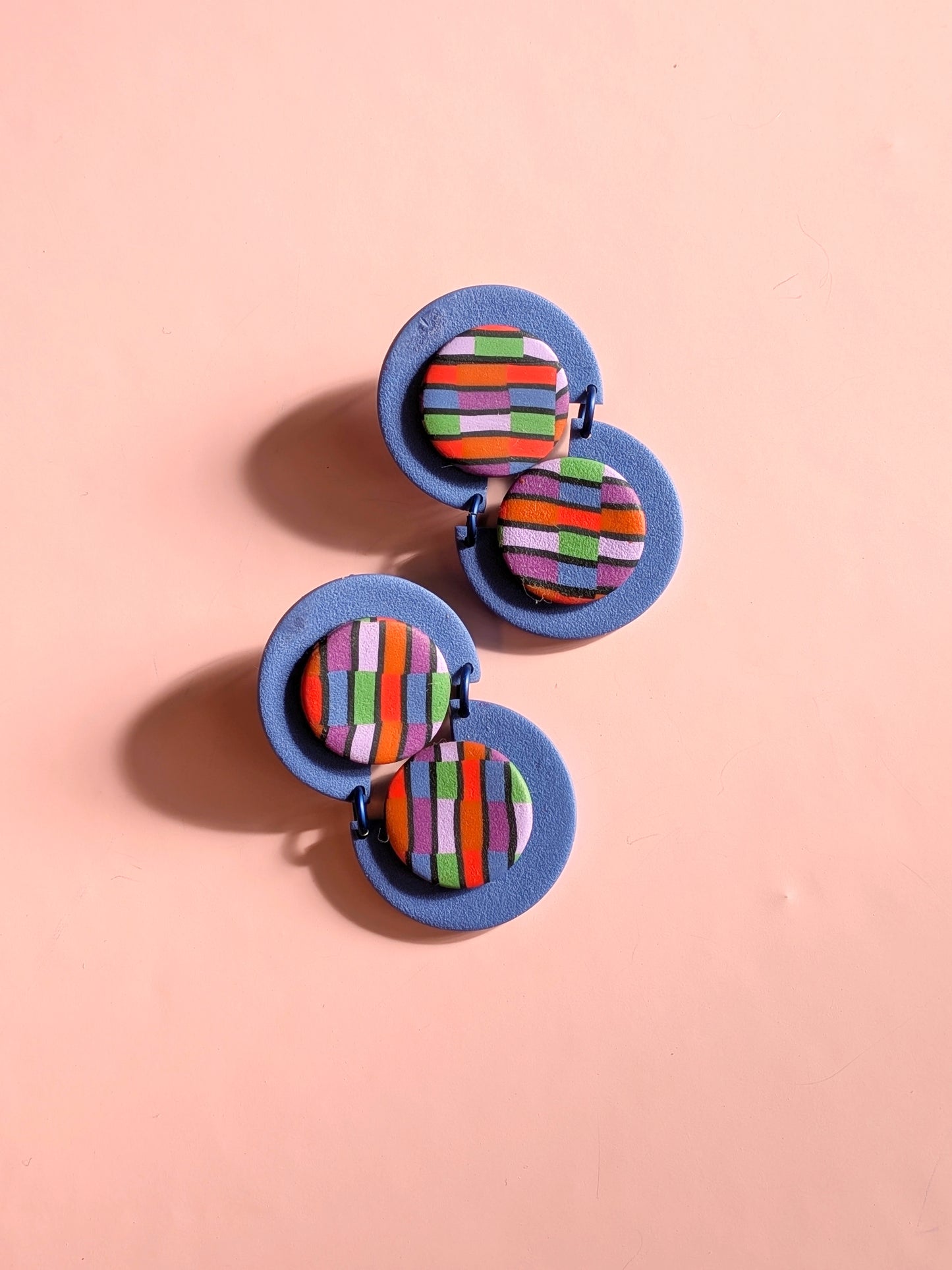 Wobbly Stripe Double Button Studs