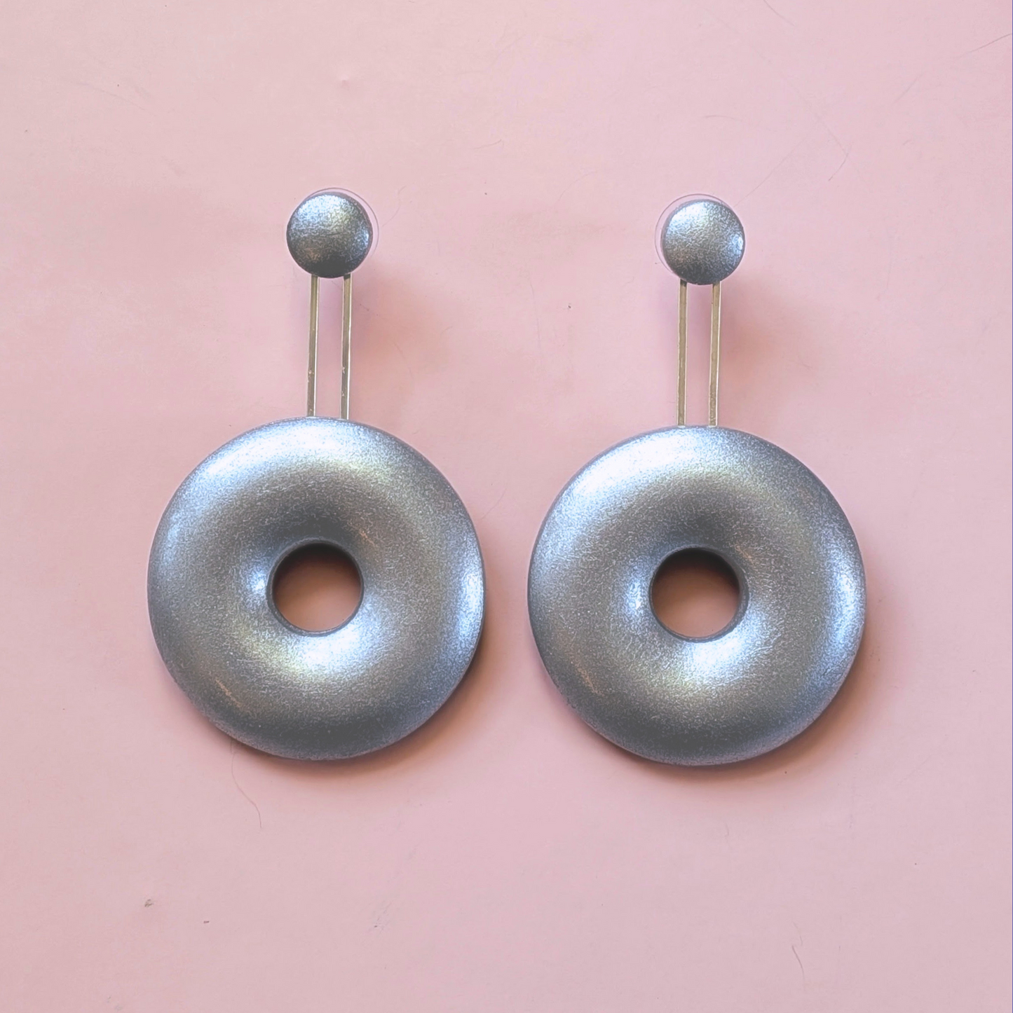 Large Silver Donut Ear Jackets