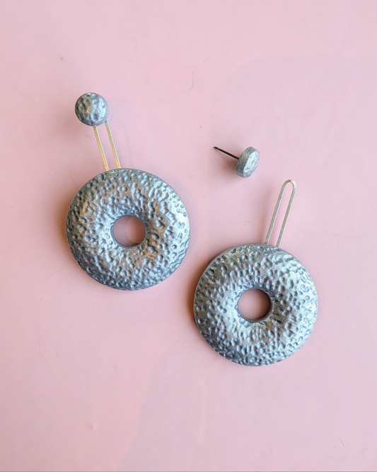 Large Silver Donut Ear Jackets