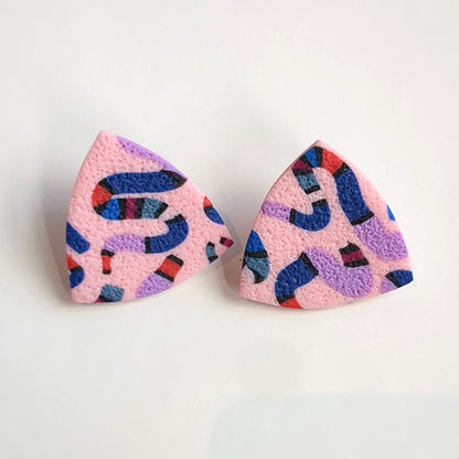 Pink Snakes Petite Triangle Earrings