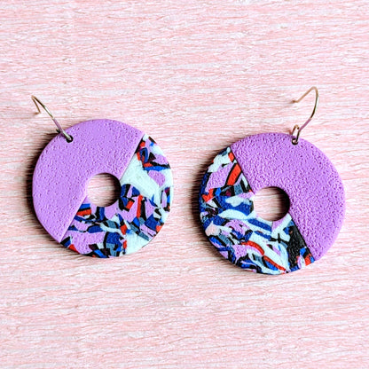 No Waste Purple People Eater Donut Earrings