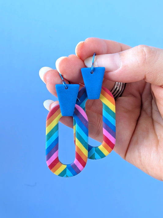 Rainbow Oval Dangles