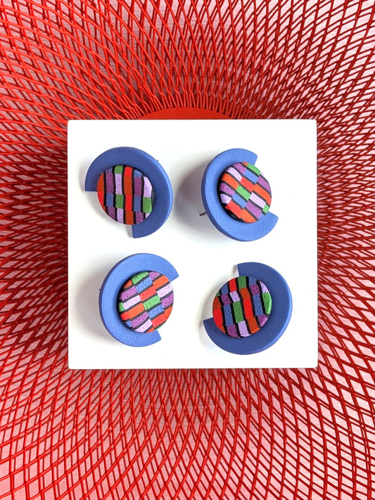 Wobbly Stripe Button Studs