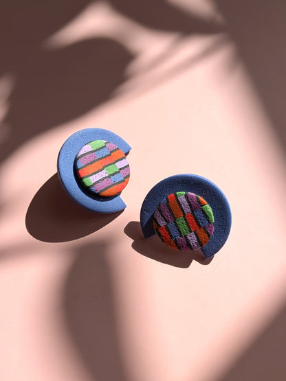 Wobbly Stripe Button Studs