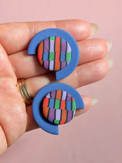 Wobbly Stripe Button Studs