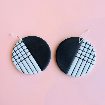 Made in the 80s Black and White Earrings