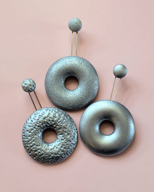 Large Silver Donut Ear Jackets