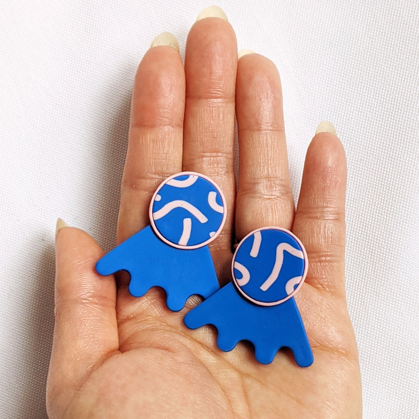 Blue Squiggle Earring Jackets
