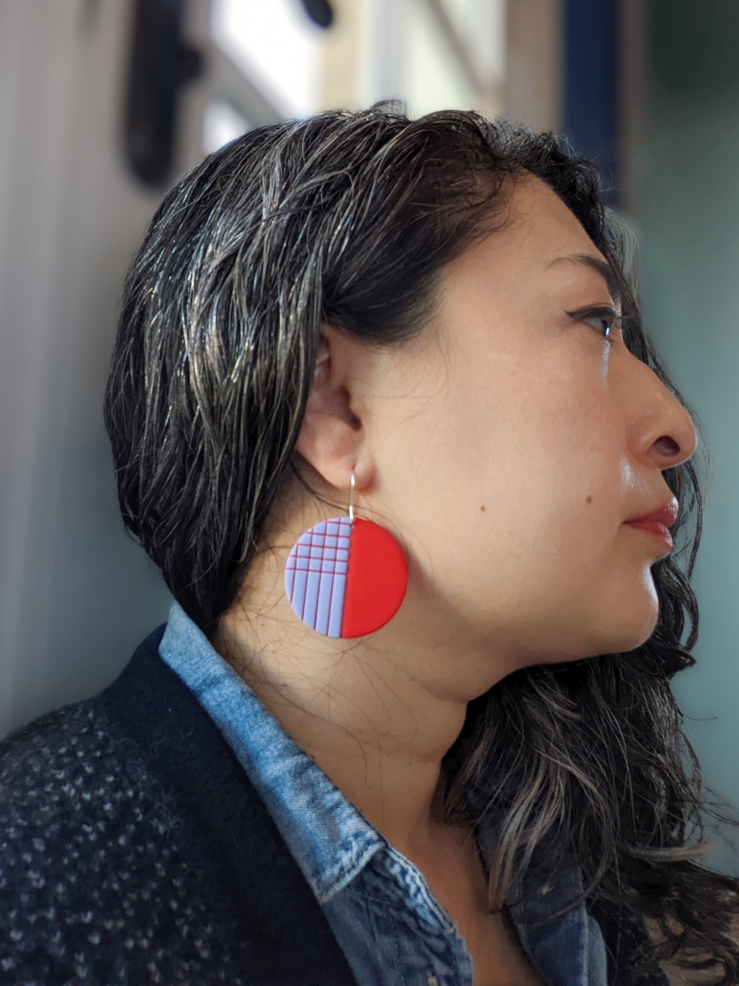 Made in the 80s Red Circle Dangle Earrings