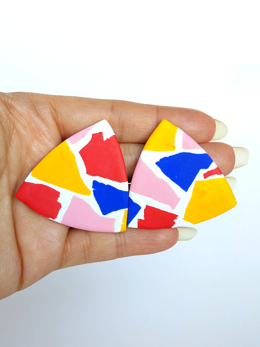 Color Theory Triangle Statement Stud Earrings